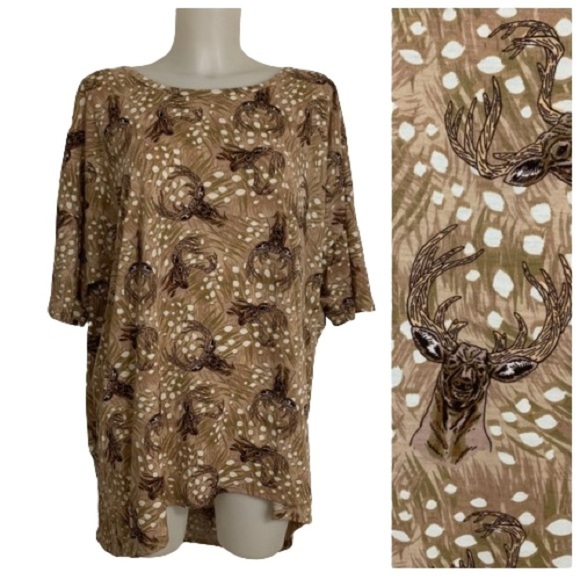 Lularoe Plus Size Deer/Elk Print Irma Tunic Top Size 3X - Picture 1 of 7